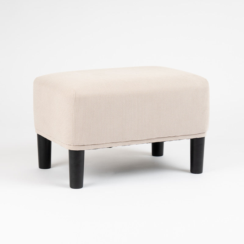 Beige Cord Foot Stool with Black Legs